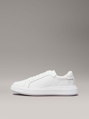 triple white mono logo trainers for men calvin klein