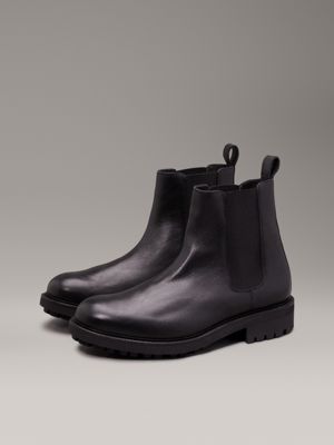 ck black leather chelsea boots for men calvin klein