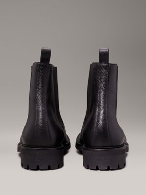 ck black leather chelsea boots for men calvin klein