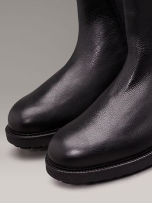 ck black leather chelsea boots for men calvin klein