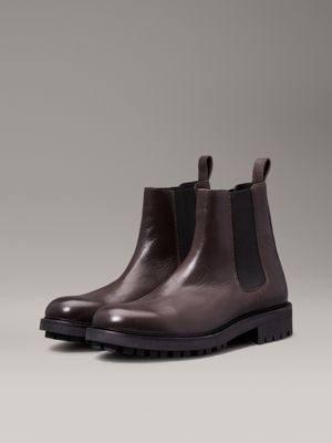 brown leren chelsea boots voor heren - calvin klein