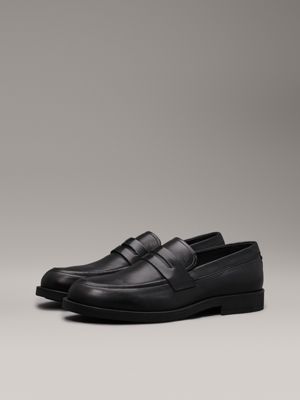 ck black leather loafers for men calvin klein