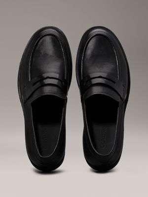 mocassins en cuir ck black pour hommes calvin klein