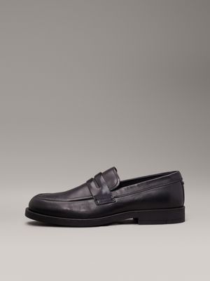 mocassins en cuir ck black pour hommes calvin klein