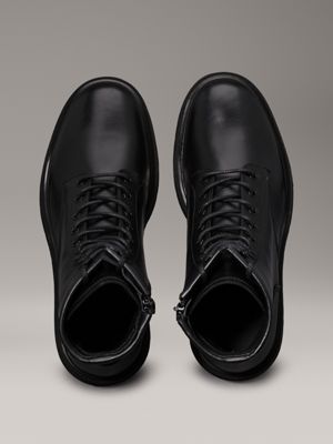 ck black leather boots for men calvin klein