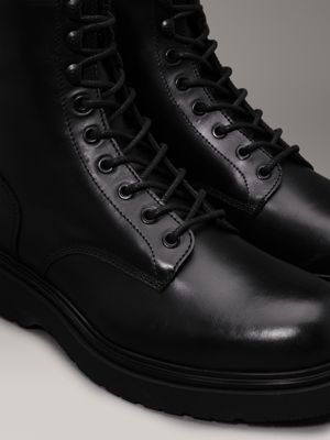 ck black leather boots for men calvin klein