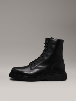 ck black leather boots for men calvin klein