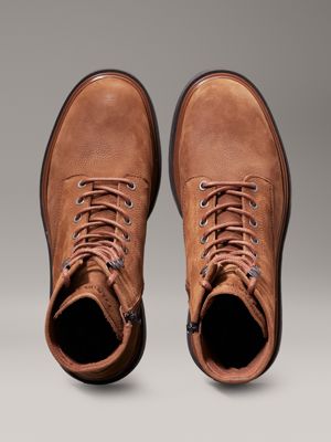 snuff brown suede boots for men calvin klein