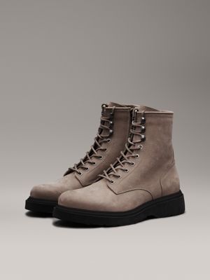 silver mink suede boots for men calvin klein