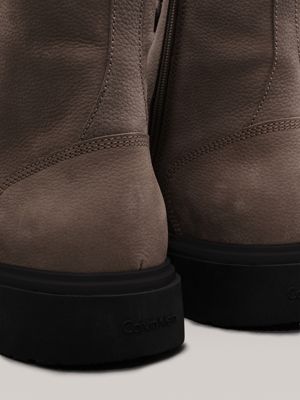 silver mink suede boots for men calvin klein