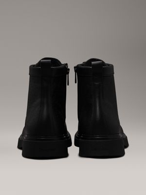 black mono leather logo boots for men calvin klein