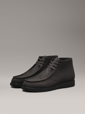 brown leren laarzen met apron punt voor heren - calvin klein