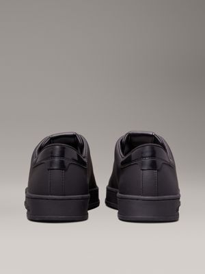 triple black one piece leather trainers for men calvin klein