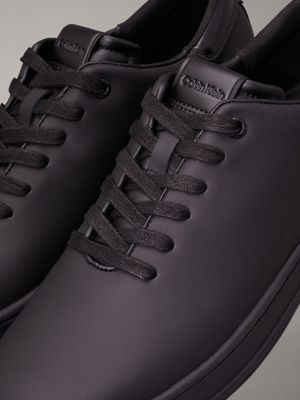 triple black one piece leather trainers for men calvin klein