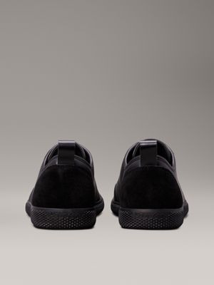 triple black leather trainers for men calvin klein