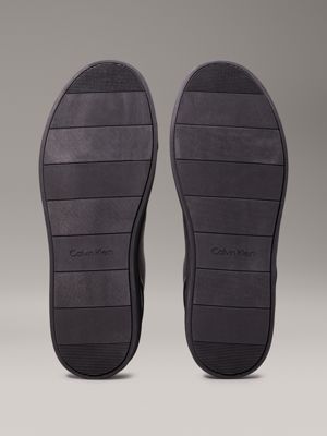 triple black leather trainers for men calvin klein