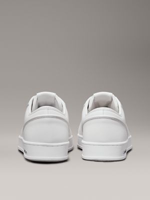 triple white leather trainers for men calvin klein