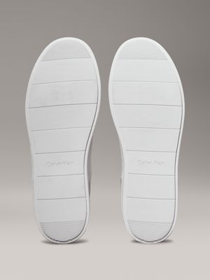 triple white leather trainers for men calvin klein