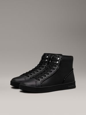 black/granite road leather high-top trainers for men calvin klein