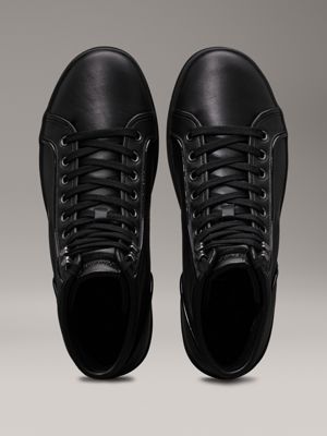 black/granite road leather high-top trainers for men calvin klein