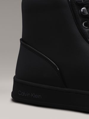 black/granite road leather high-top trainers for men calvin klein