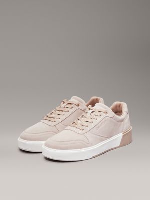 silver mink suede trainers for men calvin klein