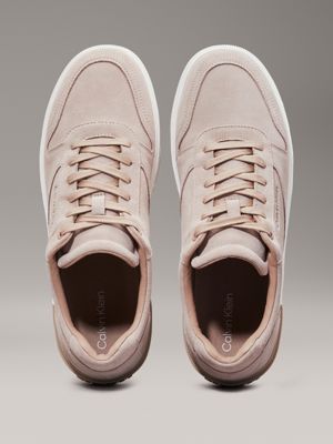 silver mink suede trainers for men calvin klein