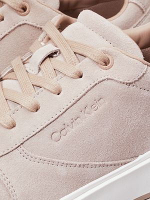 silver mink suede trainers for men calvin klein