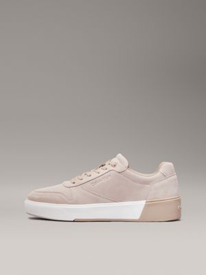 silver mink suede trainers for men calvin klein