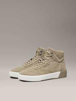 brindle suede high-top trainers for men calvin klein