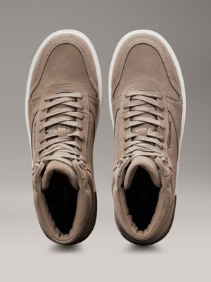 brindle suede high-top trainers for men calvin klein