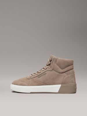 brindle suede high-top trainers for men calvin klein