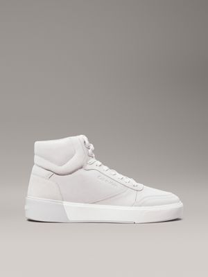 grey suede high-top trainers for men calvin klein