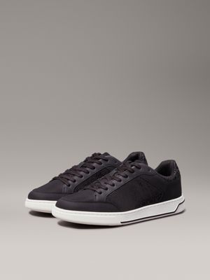 black mono logo trainers for men calvin klein