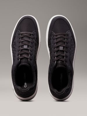 black mono logo trainers for men calvin klein