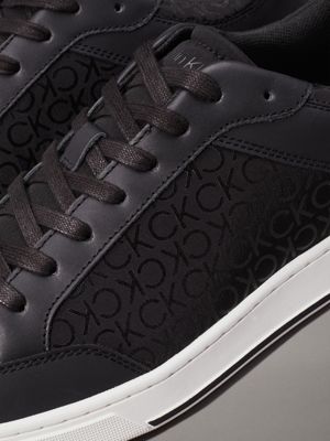 black mono logo trainers for men calvin klein