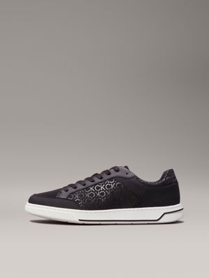 black mono logo trainers for men calvin klein