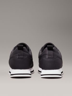 black mono leather logo trainers for men calvin klein