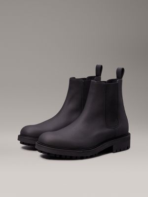 ck black leather chelsea boots for men calvin klein