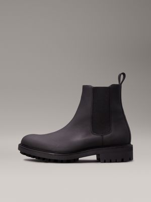 ck black leather chelsea boots for men calvin klein