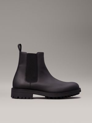 black leather chelsea boots for men calvin klein