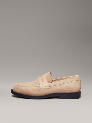 silver mink suede loafers for men calvin klein