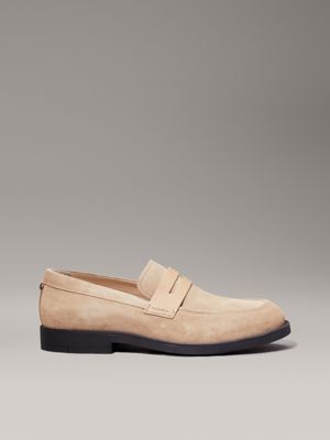 beige suede loafers for men calvin klein