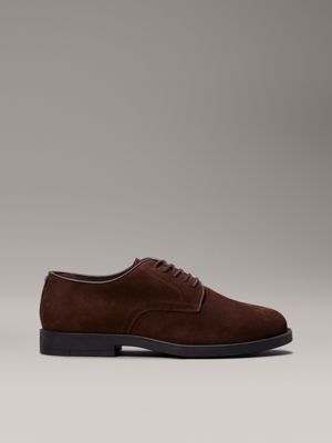 brown suede lace-up shoes for men calvin klein