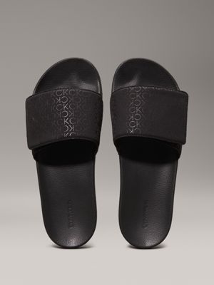 black mono logo sliders for men calvin klein