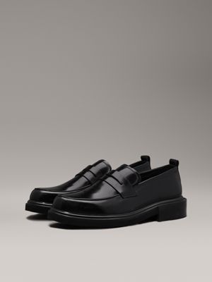 ck black leather loafers for men calvin klein