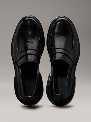 ck black leather loafers for men calvin klein