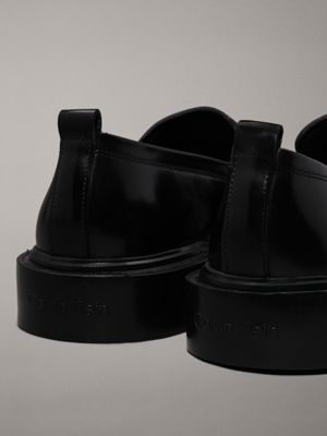 ck black leather loafers for men calvin klein