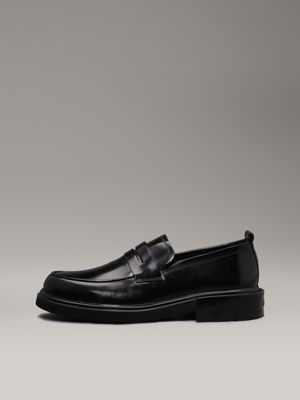 ck black leather loafers for men calvin klein