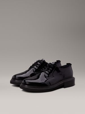 ck black patent leather lace-up shoes for men calvin klein